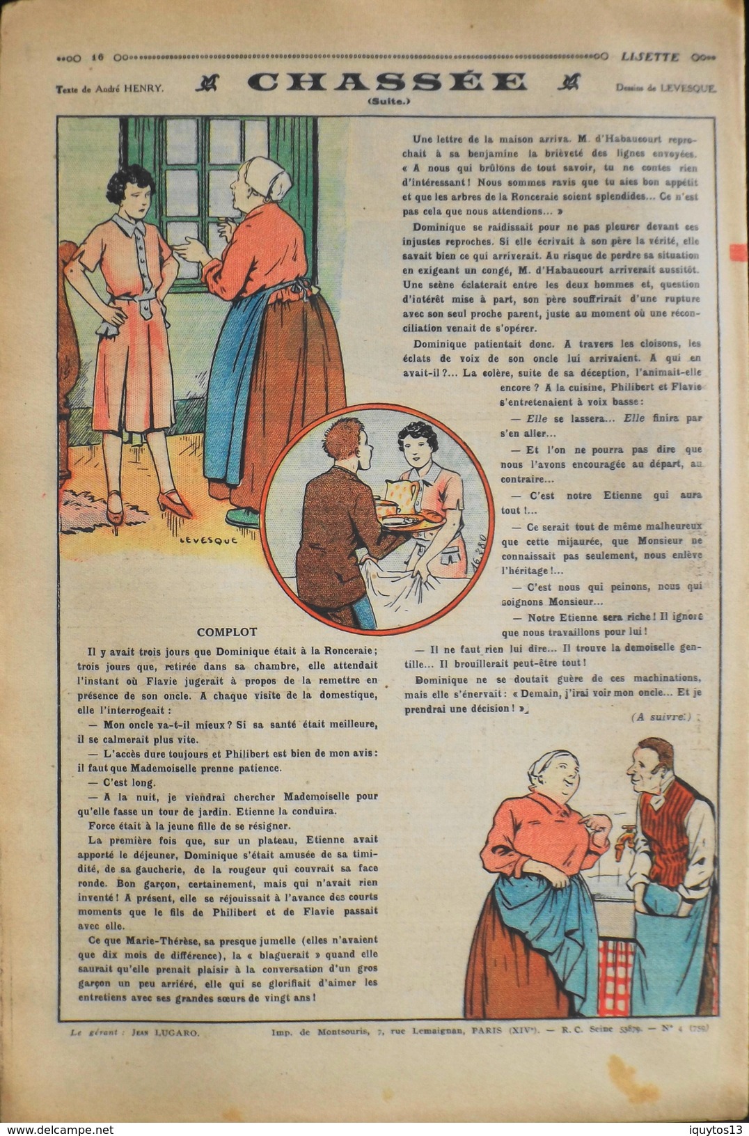 LISETTE - Journal Des Fillettes - N° 4 - Seizième Année - Dimanche 26 Janvier 1936 - En BE - Lisette