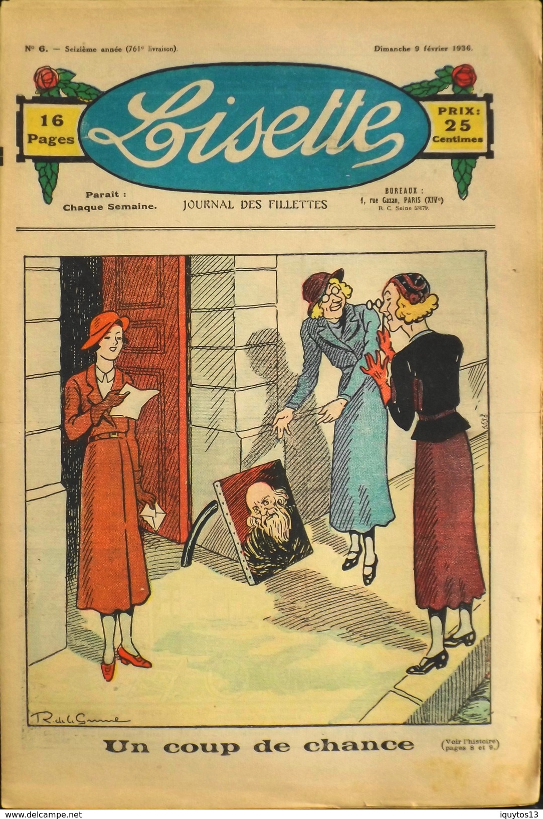 LISETTE - Journal Des Fillettes - N° 6 - Seizième Année - Dimanche 9 Février 1936 - En BE - Lisette