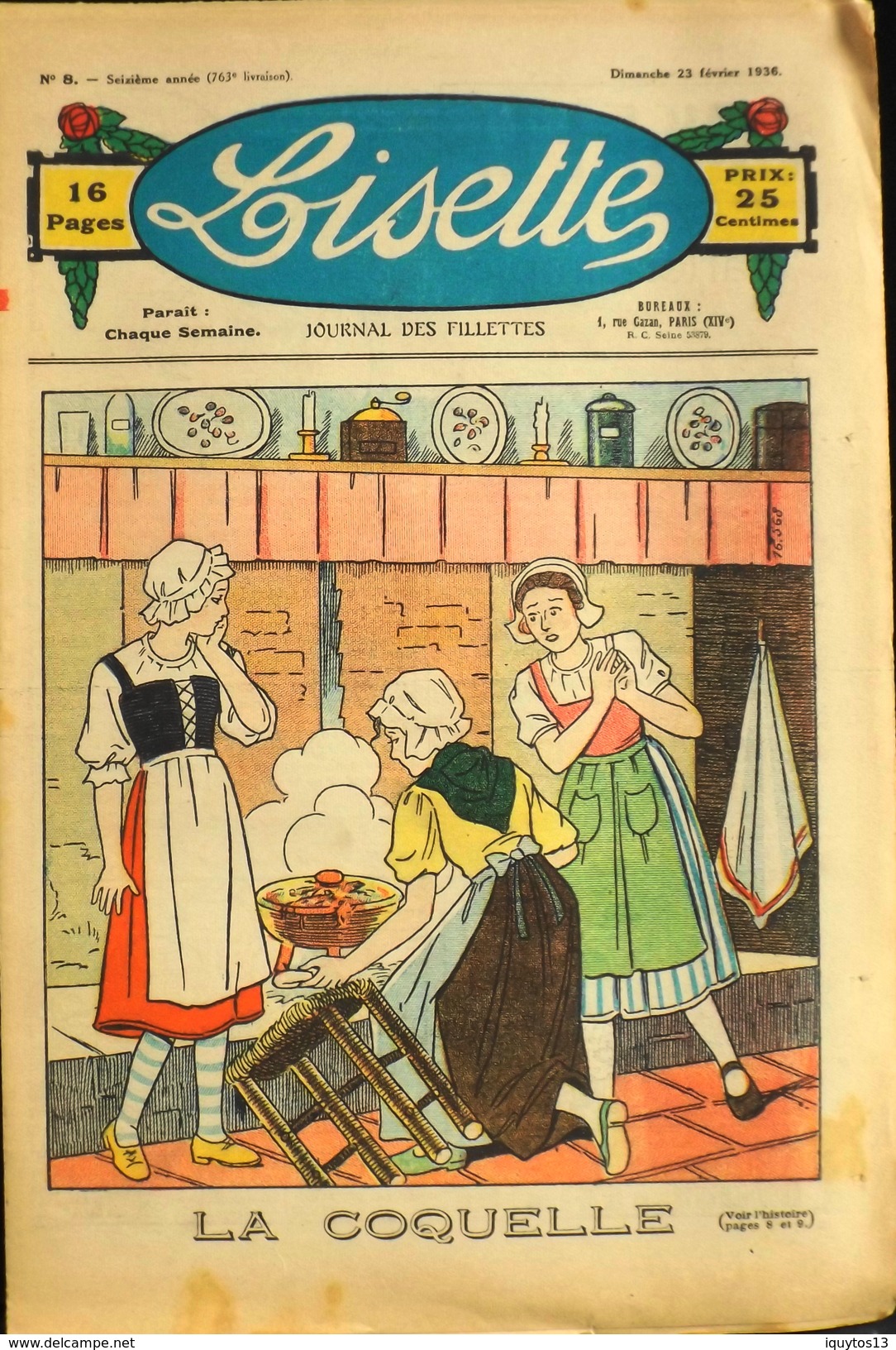 LISETTE - Journal Des Fillettes - N° 8 - Seizième Année - Dimanche 23 Février 1936 - En BE - Lisette