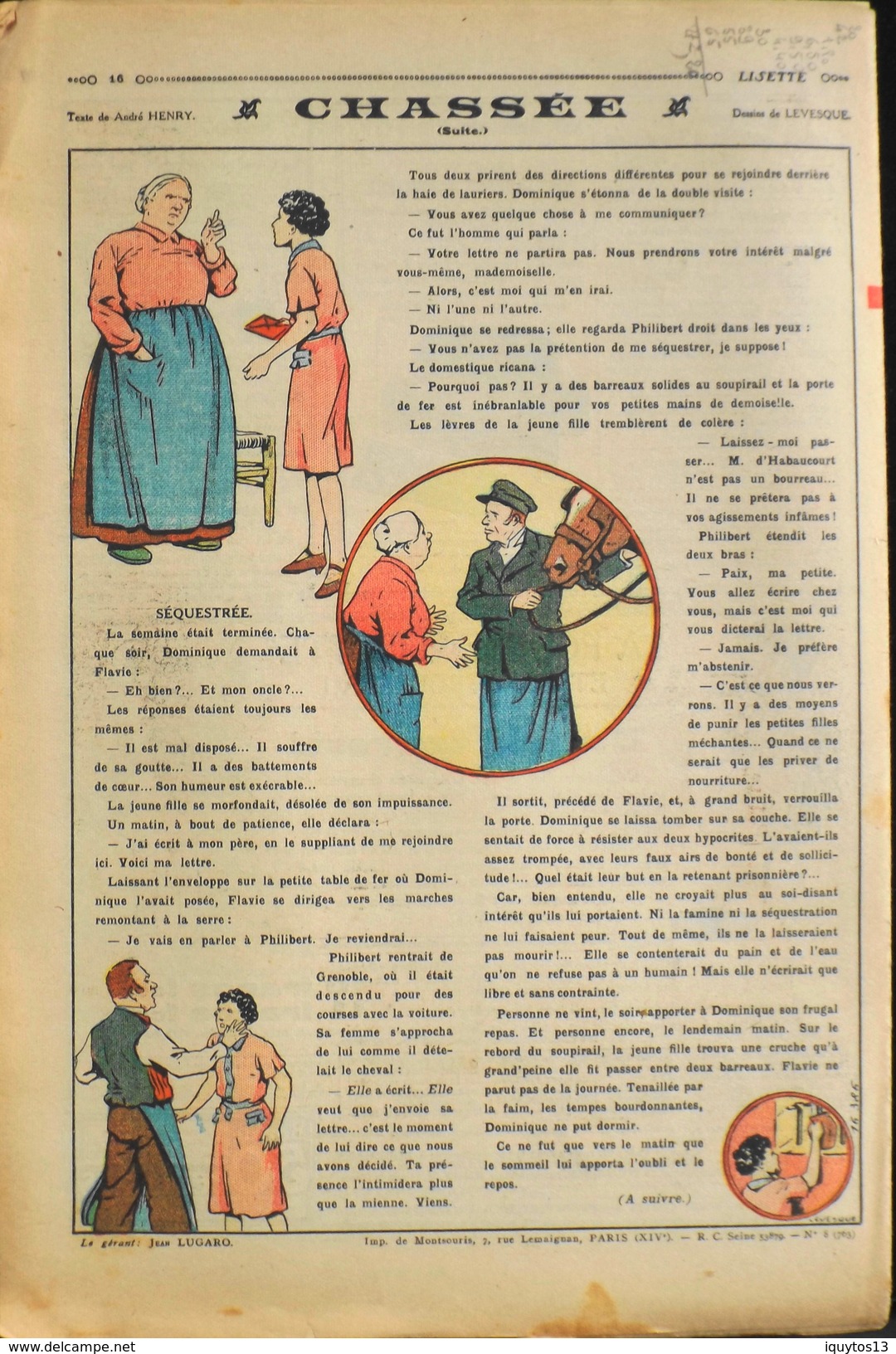 LISETTE - Journal Des Fillettes - N° 8 - Seizième Année - Dimanche 23 Février 1936 - En BE - Lisette