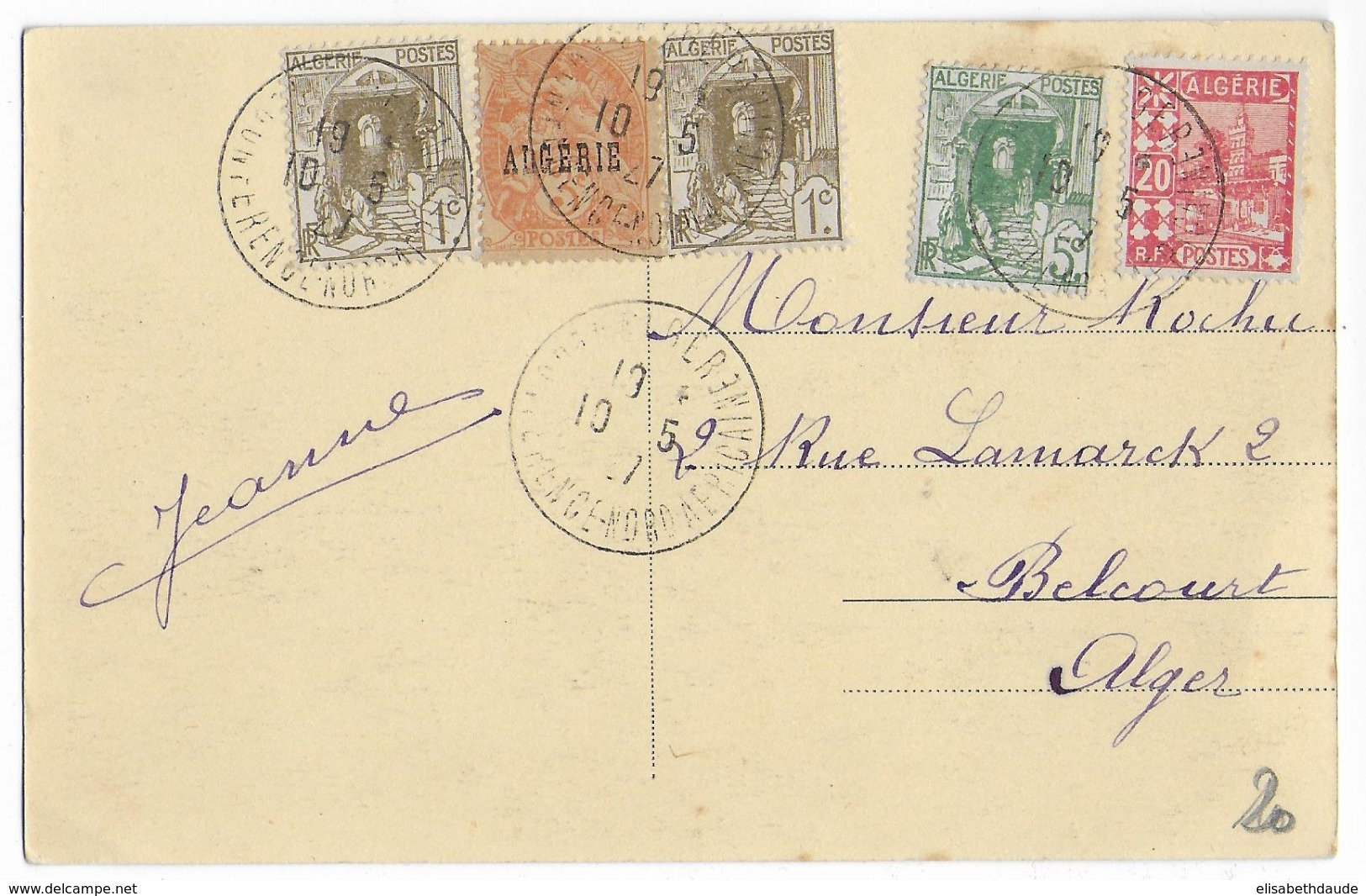ALGERIE - 1927 - CARTE Avec OBLITERATION De La 4° CONFERENCE NORD-AFRICAINE à ALGER (IND 5) - Covers & Documents