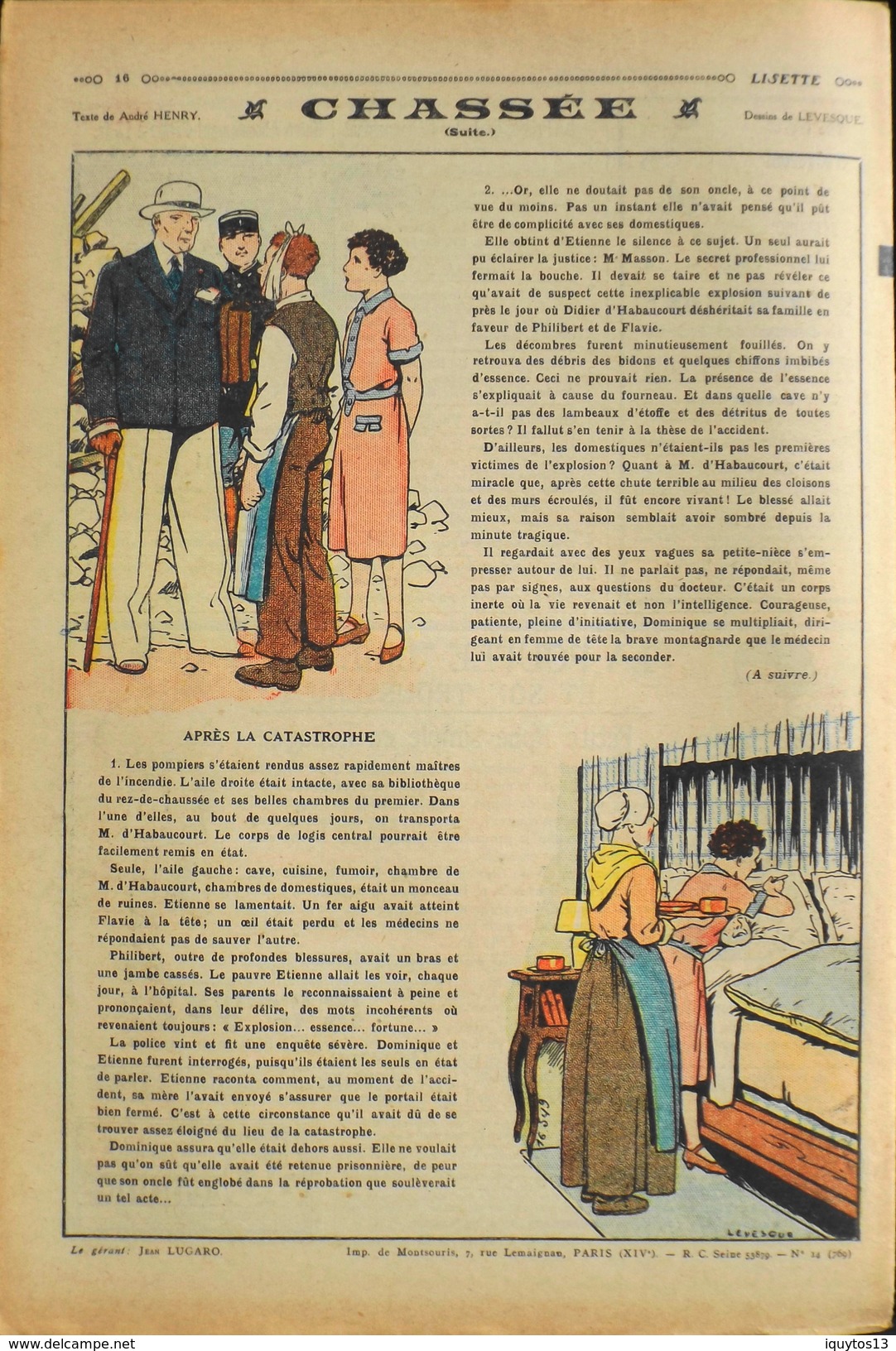 LISETTE - Journal Des Fillettes - N° 14 - Seizième Année - Dimanche 5 Avril 1936 - En BE - Lisette