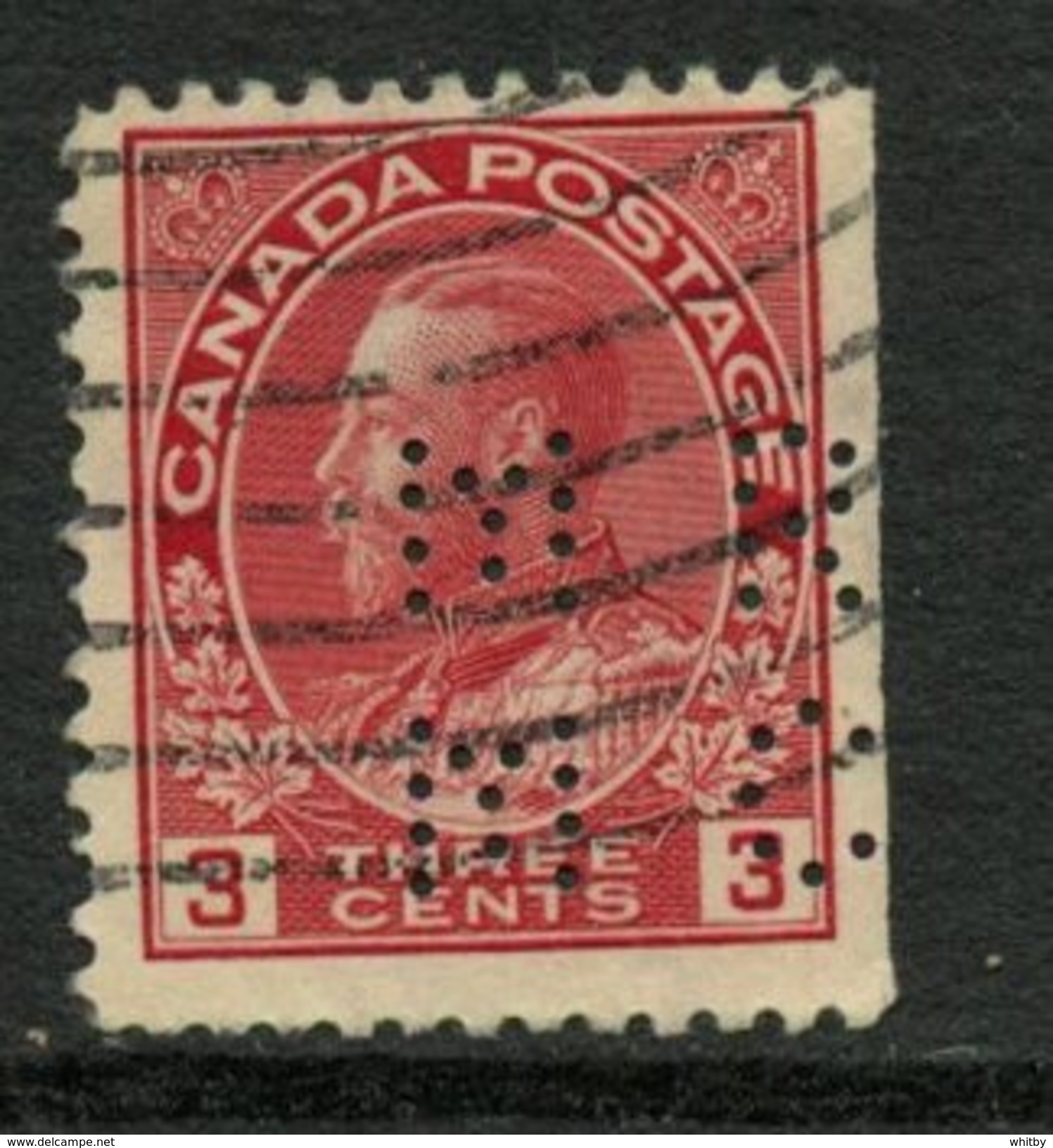 Canada 1923 3 Cent King George V Admiral Issue #109asxx  Montreal Rolling Mill Co Perfin - Perforiert/Gezähnt