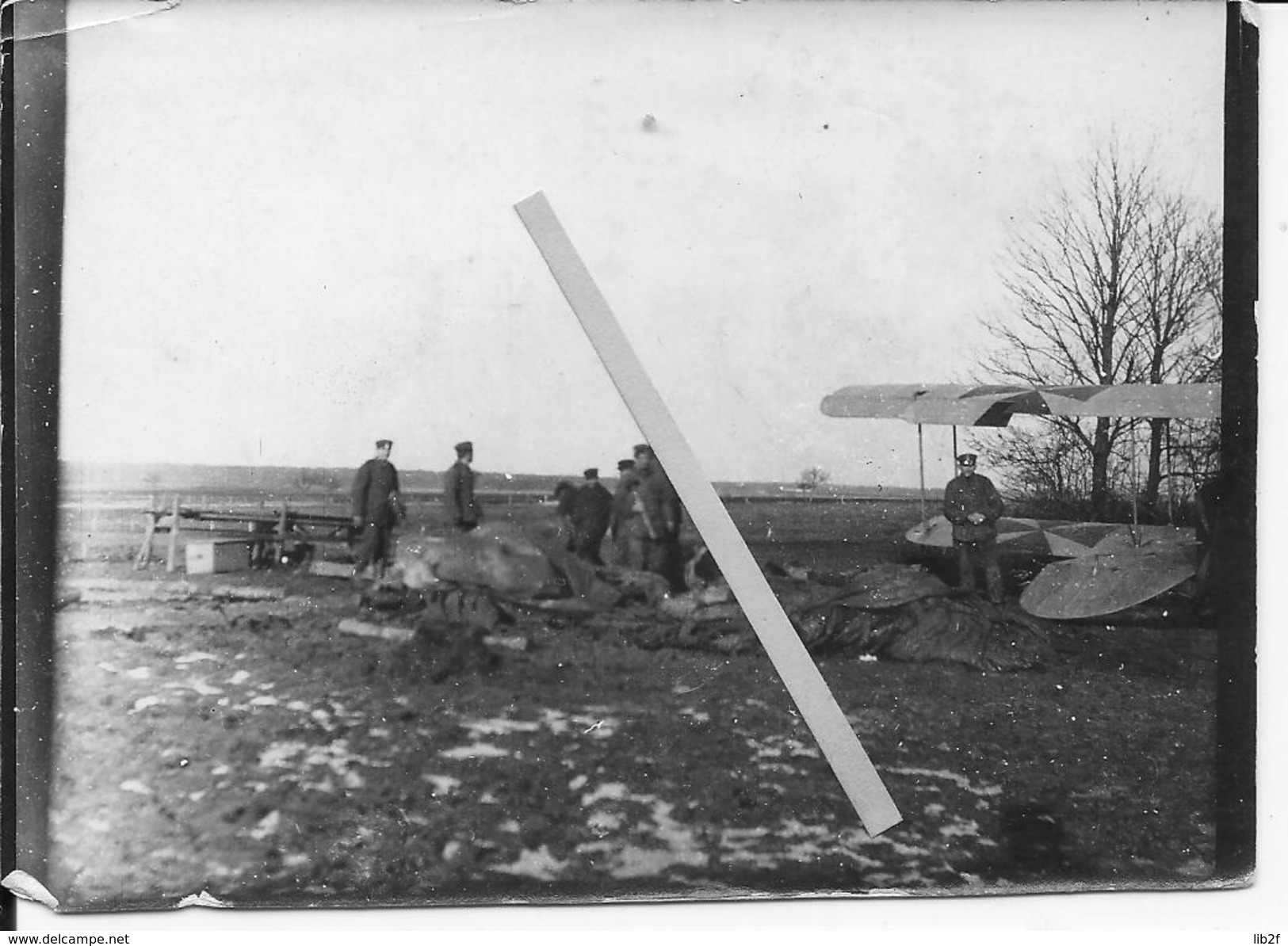 Aviation Allemande Avion Aviatik Soldats Et Baches Pour Recouvrir Les Avions 1 Photo 1914-1918 14-18 Ww1 - War, Military