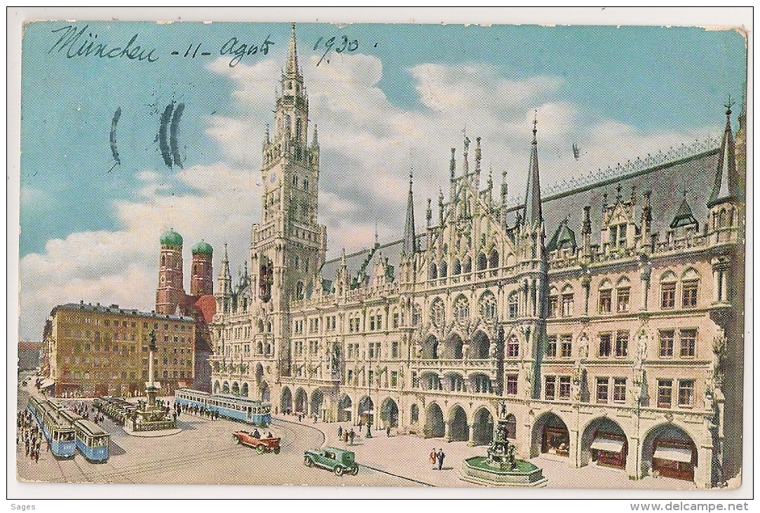 MUNCHEN 30 JUNI 1930. POSTKARTE TO PARIS. 1930 - Lettres & Documents