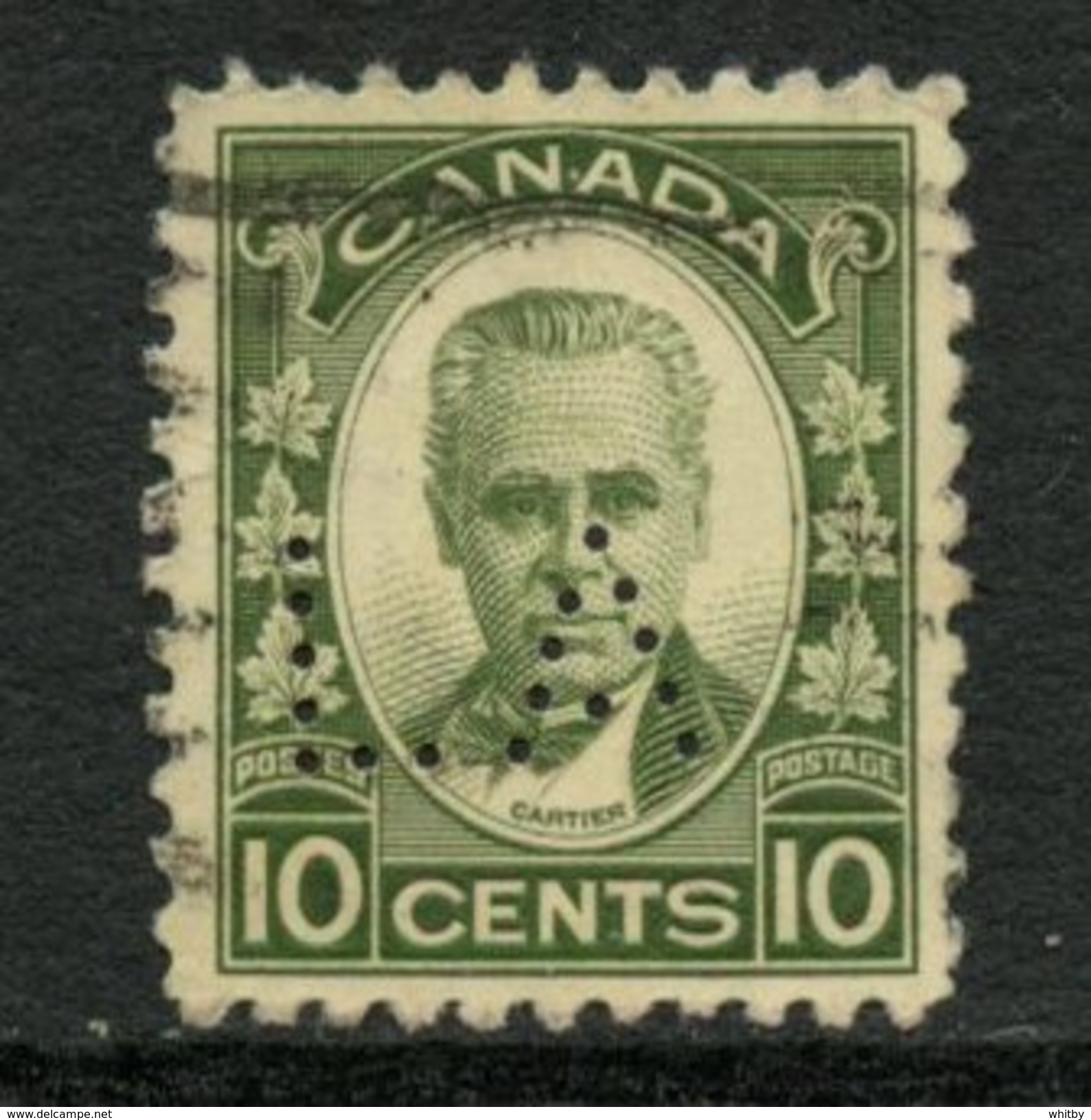 Canada 1931 10 Cent George Etienne Cartier Issue #190xx  Ontario Government Perfin - Perfins