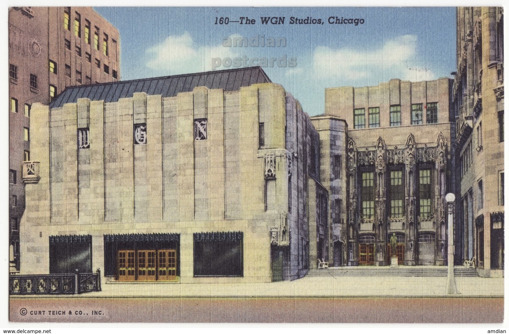 CHICAGO IL - WGN STUDIOS BUILDING - GOTHIC ARCHITECTURE, C1940s Vintage Illinois Postcard - Chicago