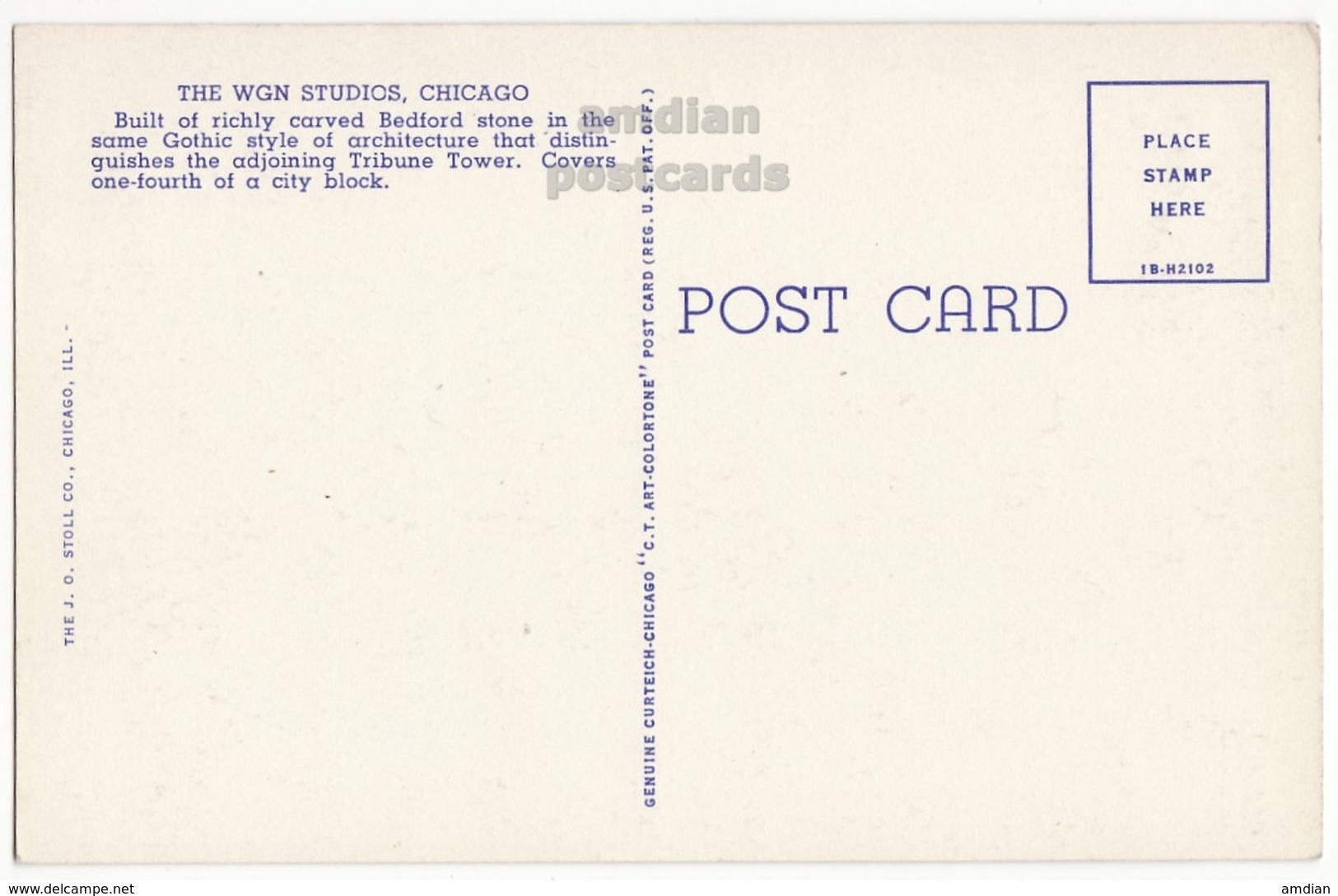 CHICAGO IL - WGN STUDIOS BUILDING - GOTHIC ARCHITECTURE, C1940s Vintage Illinois Postcard - Chicago