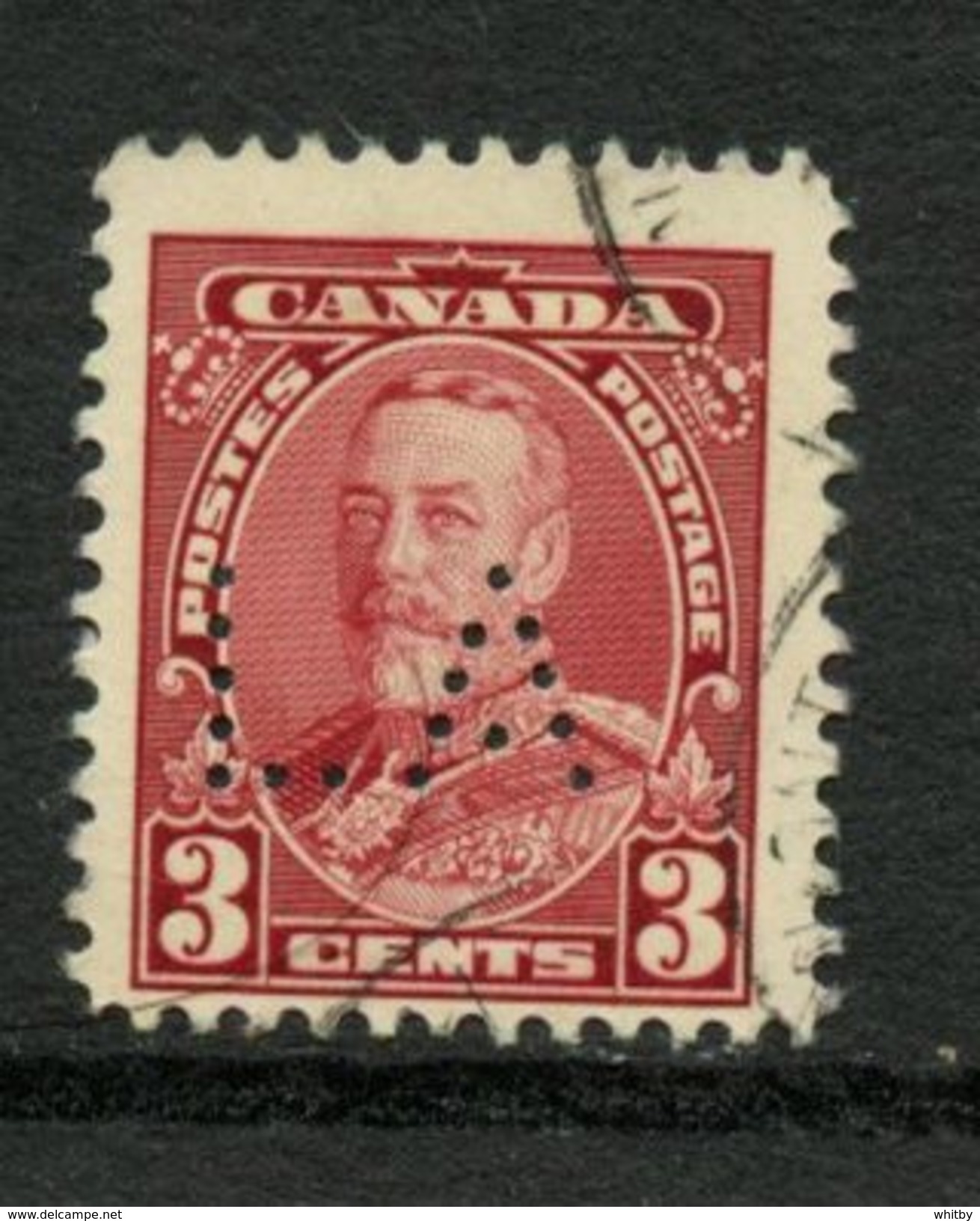 Canada 1935 3 Cent George V Pictorial Issue 219xx  Ontario Government Perfin - Perfin