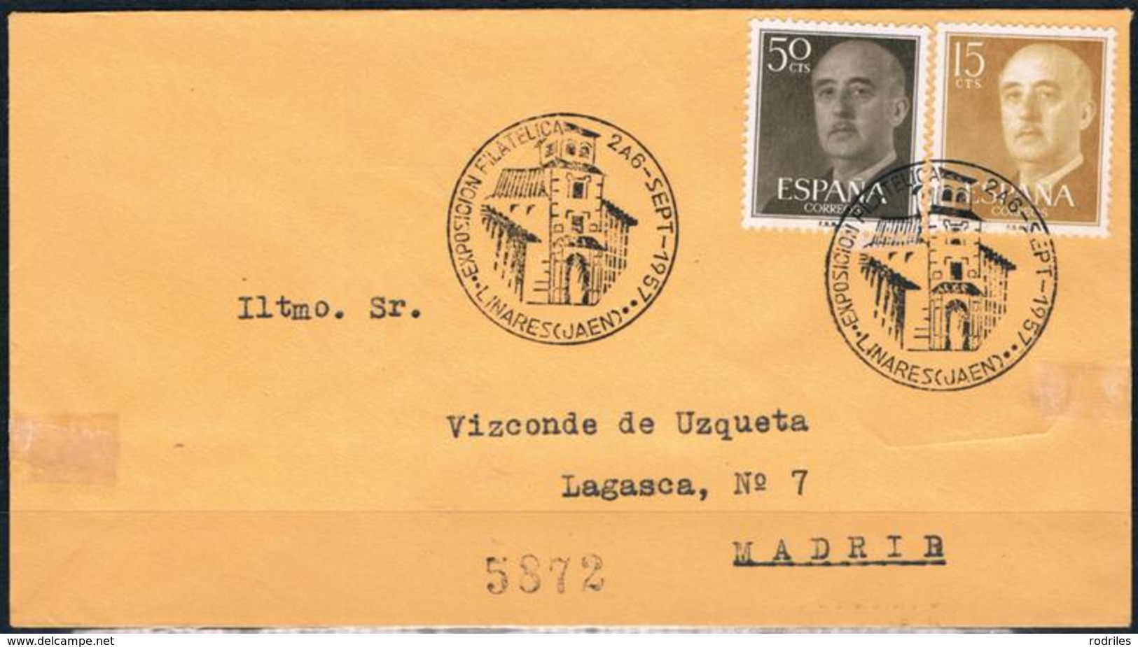 1957.- LINARES (JAÉN) A MADRID - Cartas & Documentos