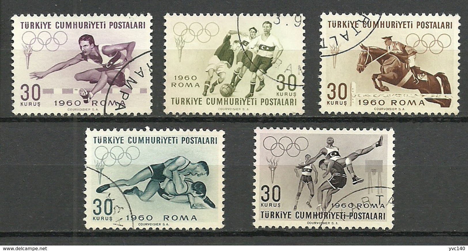 Turkey; 1960 17th Summer Olympic Games, Rome (Complete Set) - Usati