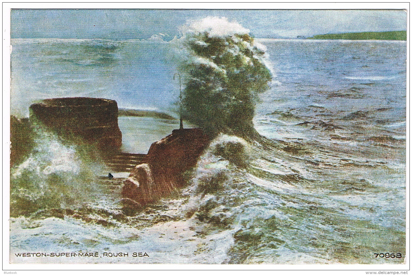 RB 1147 -  1947 Postcard - Rough Seas Weston-super-Mare Somerset - Good Military Slogan - Weston-Super-Mare