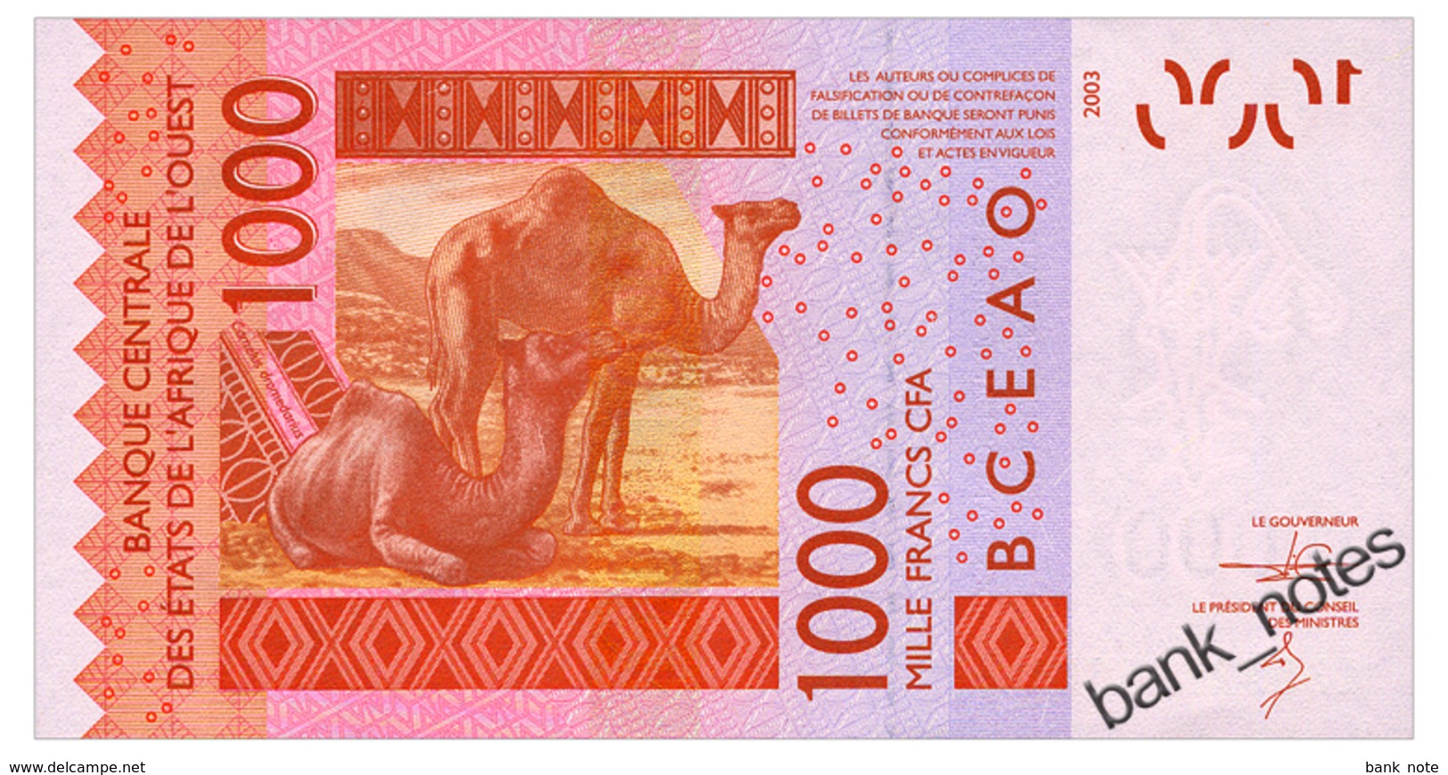 WEST AFRICAN STATES NIGER 1000 FRANCS 2003/13 Pick 615Hj Unc - West African States