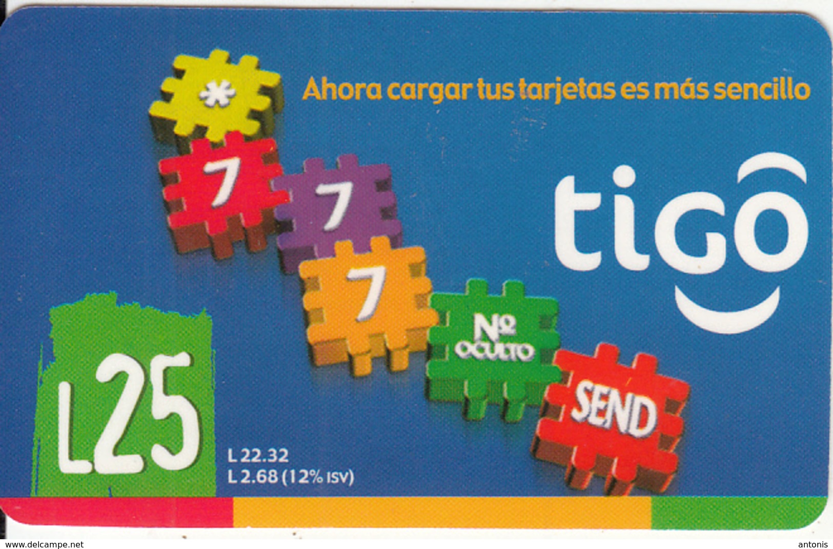 HONDURAS - *777, Tigo Prepaid Card L.25, Exp.date 05/06, Used - Honduras