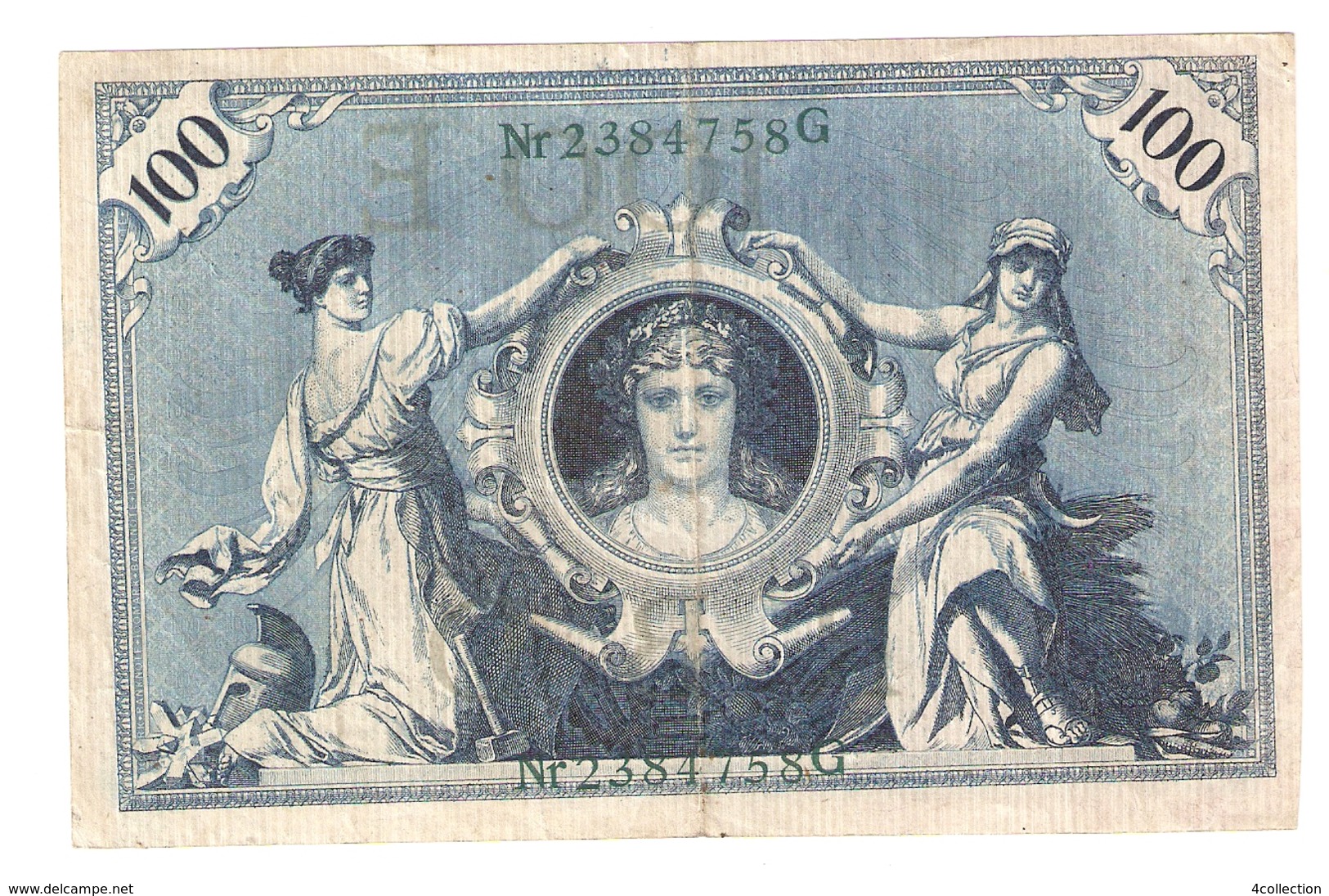 Pa6. Germany German Empire 100 Mark 1908 Reichsbanknote Green Seal & Ser. 2384758 G - 100 Mark