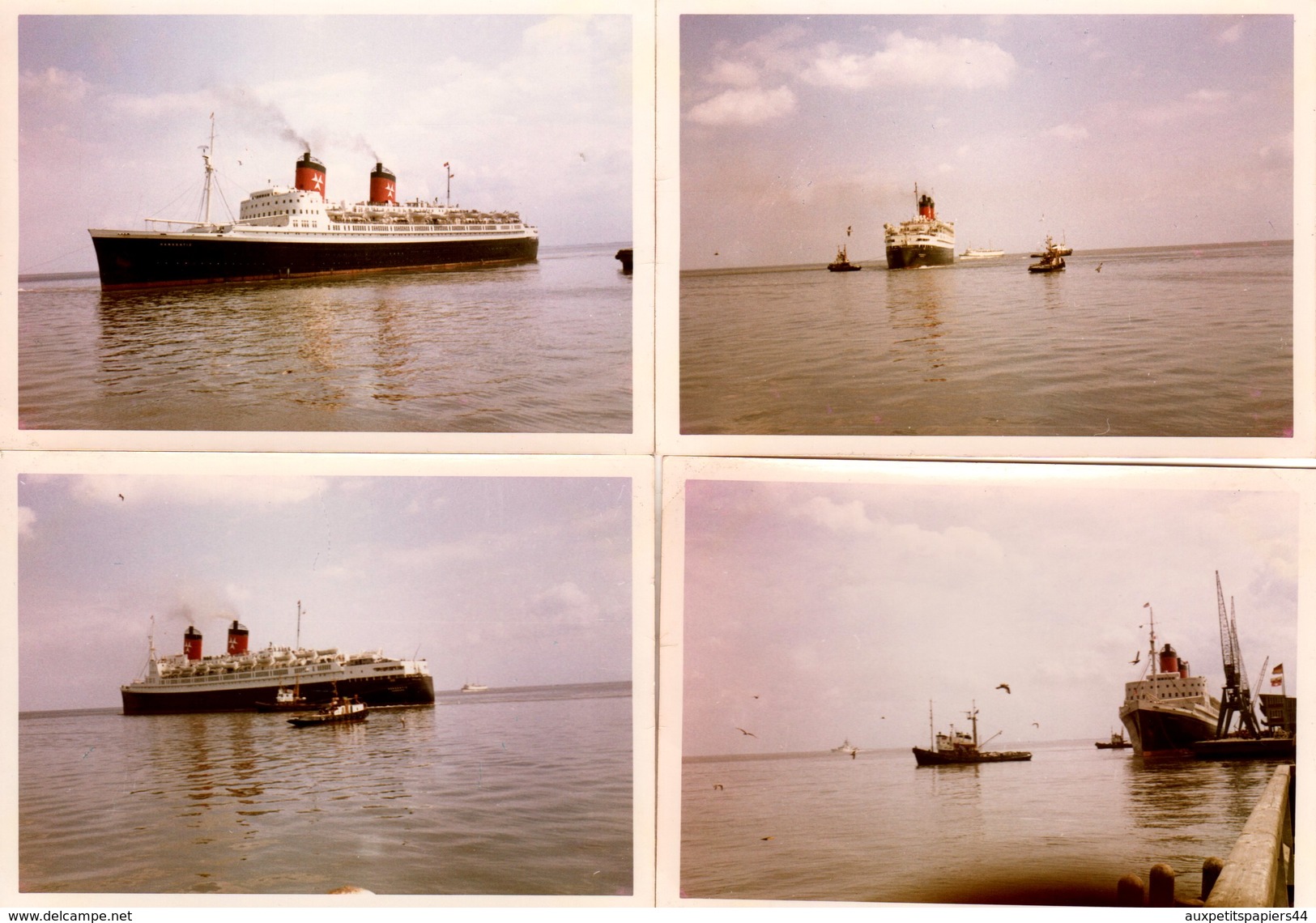 4 Photos Couleurs Originales Tour Blanc - Départ D'un Paquebot De Croisières En 1965 à 2 Cheminées En 1964 - Bateaux