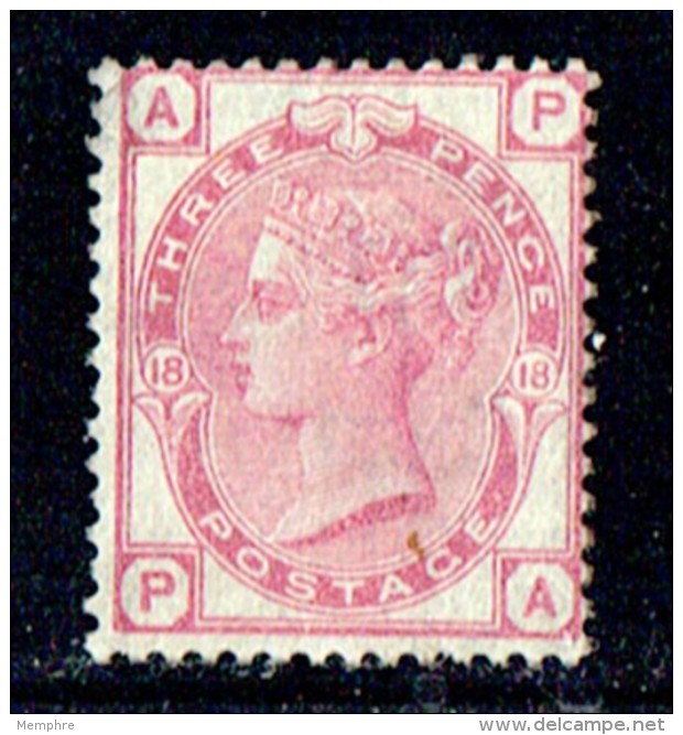 1875  Victoria 3d  Sg 144 Plate 18   Mint With Hinge Remnant Vibrant Color - Unused Stamps