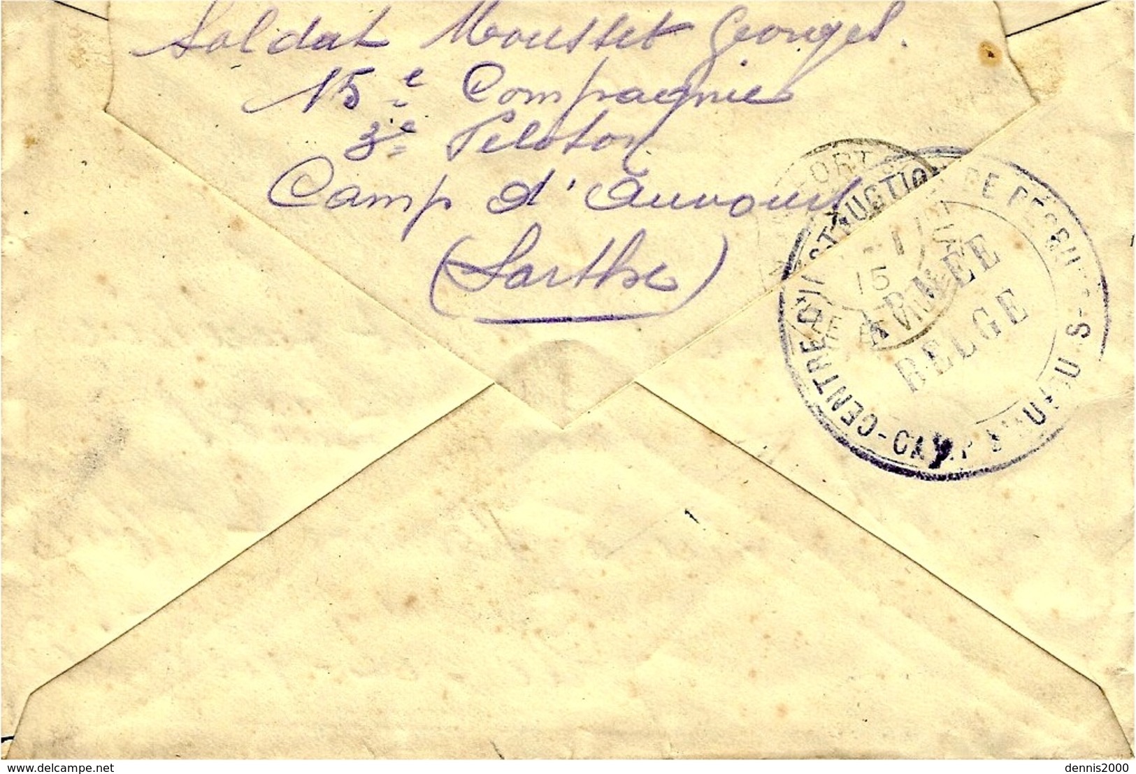 Sans Date - Enveloppe Avec Médaillon " Gén. Joffre "  Entouré De Drapeaux  -au Dos, ARMEE / BELGE - Lettres & Documents