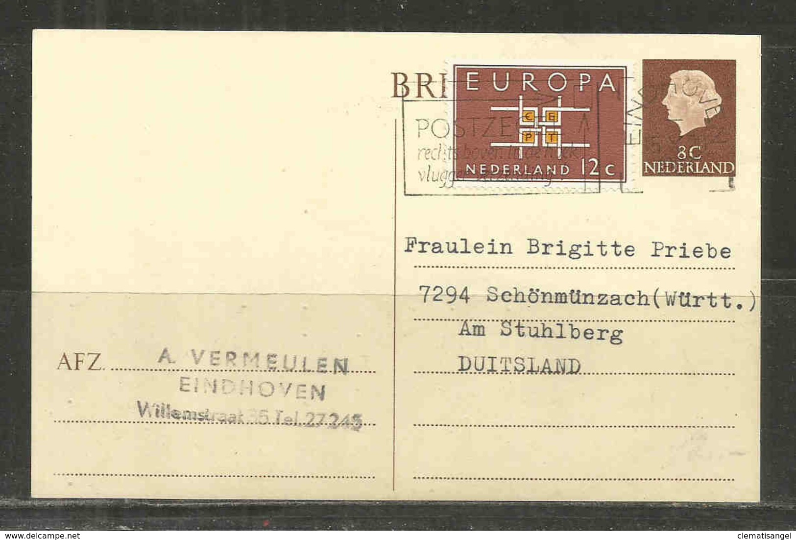 133i * NIEDERLANDE * GANZSACHE MIT ZUSATZFRANKATUR * 1963 *!! - Postwaardestukken