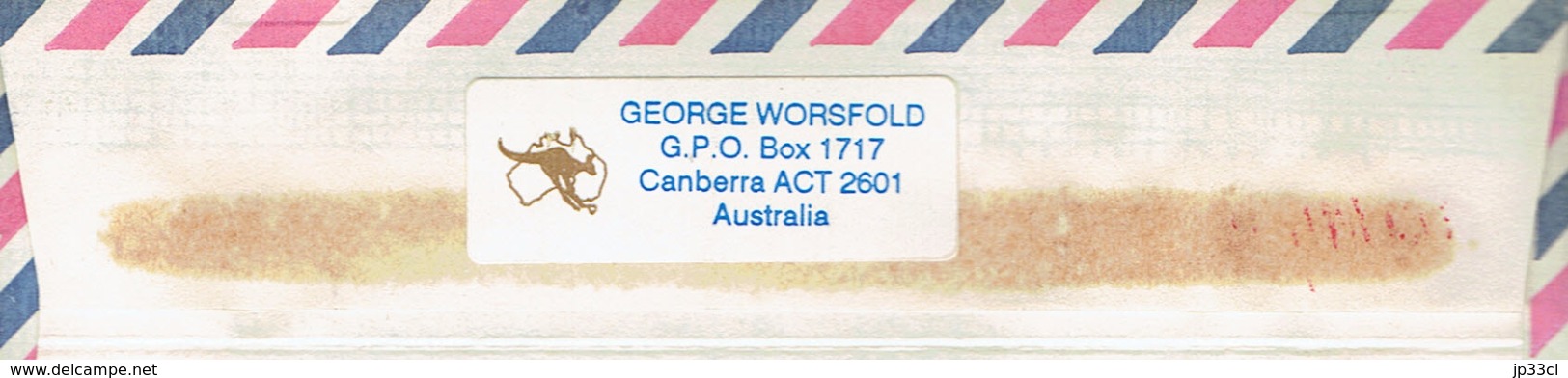 Lettre De George Worsfold, Canberra, Australie à La Louvière (Belgium) Avec Timbre Australia Day 1991 - Lettres & Documents