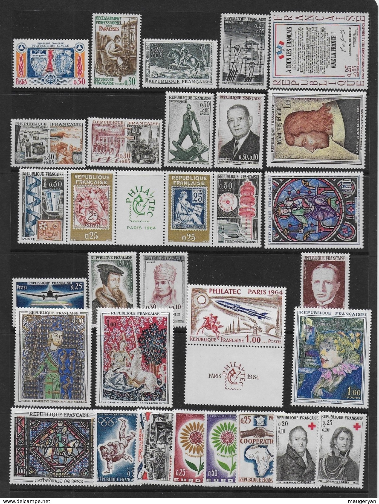 FRANCE - Année Complète 1964 - Timbres Neufs ** - Cote : 49 &euro; - 1960-1969