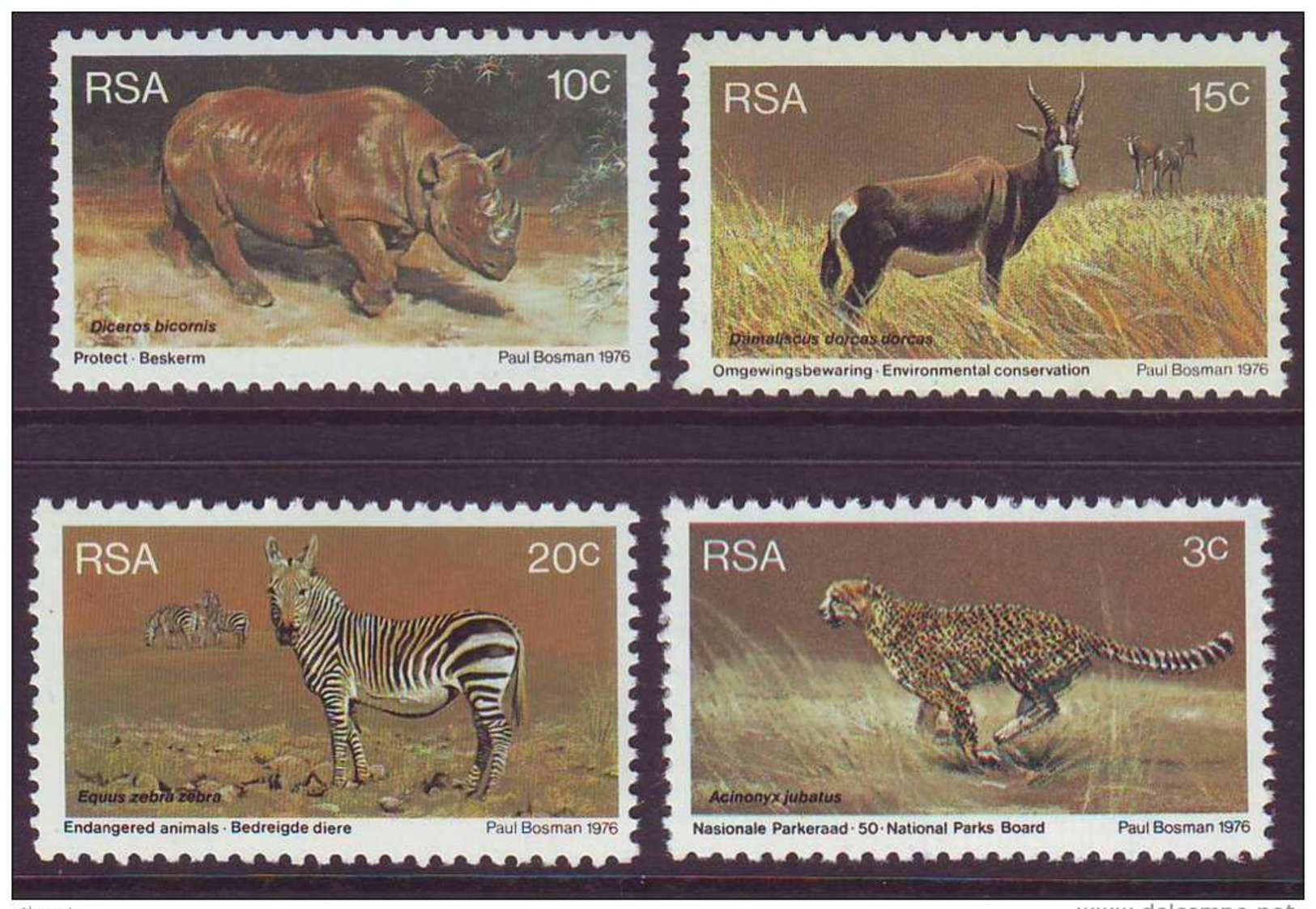 D11053 South Africa 1976 ANIMAL CONSERVATION CHEETAH MOUNTAIN ZEBRA MNH Set - Afrique Du Sud Afrika RSA Sudafrika - Other & Unclassified