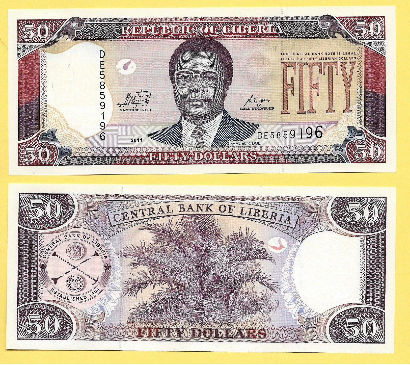 Liberia 50 Dollars P-29e 2011 UNC - Liberia