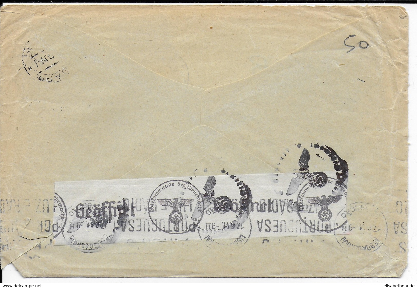 BÖHMEN UND MÄHREN - 1941 - ENVELOPPE Par AVION Avec CENSURE De PRAGUE => LISBONNE (PORTUGAL) - DESTINATION - Lettres & Documents