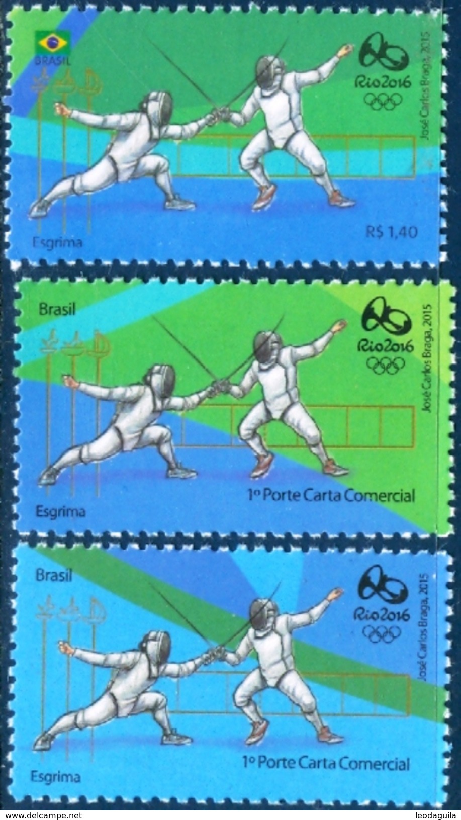 BRAZIL 2015  -   Olympic And Paralympic Games - Rio 2016  -  FENCING  3v - MINT - Unused Stamps