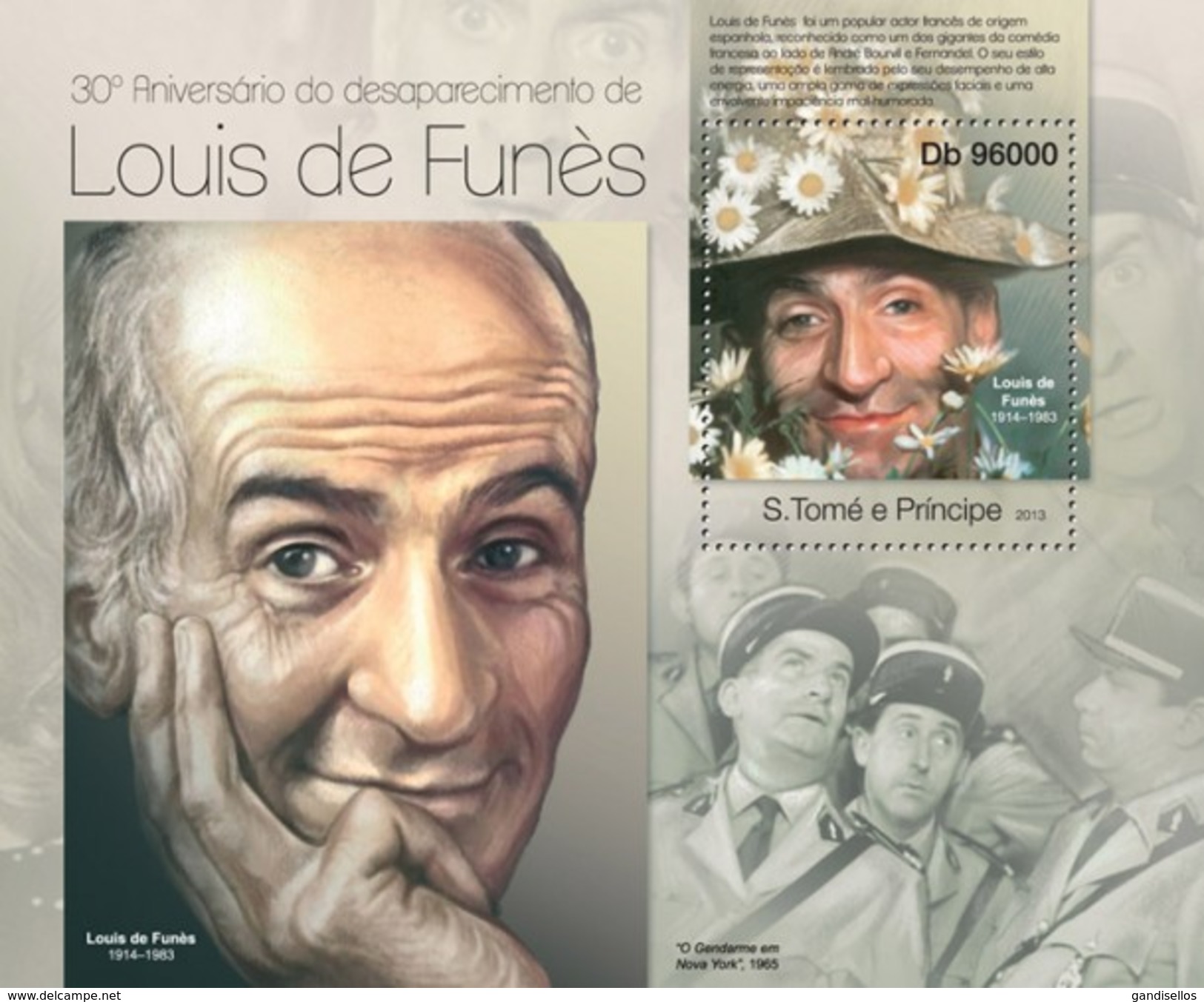 SAO TOME E PRINCIPE 2013 SHEET LOUIS DE FUNES CINEMA ACTORS CINE ACTORES St13118b - Sao Tome Et Principe