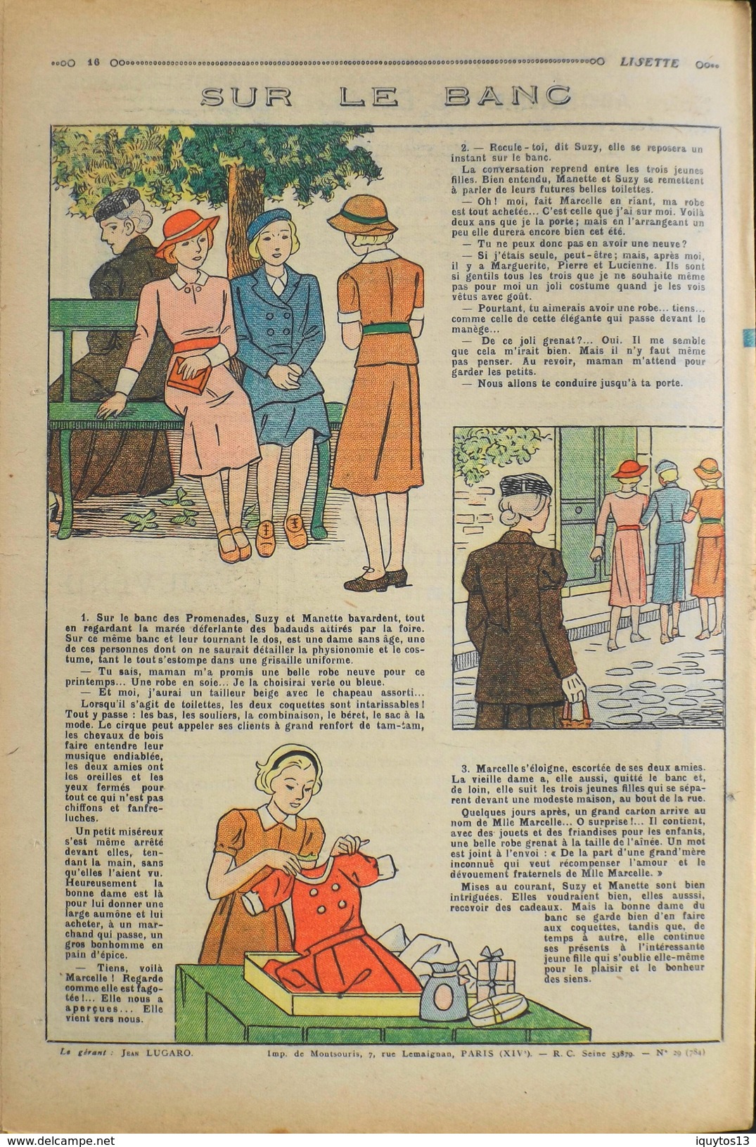 LISETTE - Journal Des Fillettes - N° 29 - Seizième Année - Dimanche 19 Juillet 1936 - En BE - Lisette