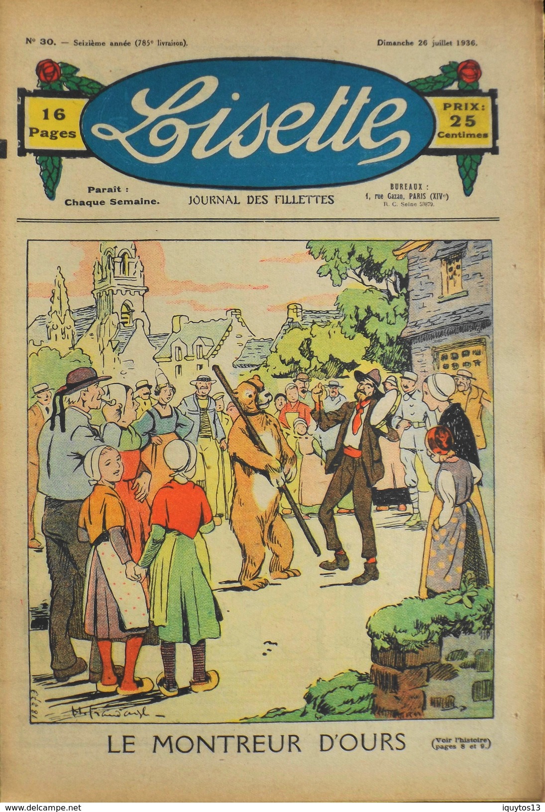 LISETTE - Journal Des Fillettes - N° 30 - Seizième Année - Dimanche 26 Juillet 1936 - En BE - Lisette