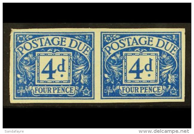 POSTAGE DUES  1954-5 4d Blue, Wmk Tudor Crown, IMPERFORATE PAIR, SG D43a, Never Hinged Mint. For More Images,... - Sonstige & Ohne Zuordnung