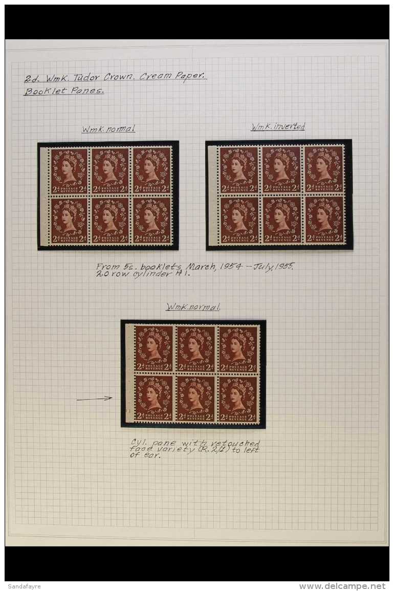 1952-1960 2d RED-BROWN BOOKLET PANES.  SPECIALIZED NEVER HINGED MINT COLLECTION Of All Different Complete Booklet... - Other & Unclassified