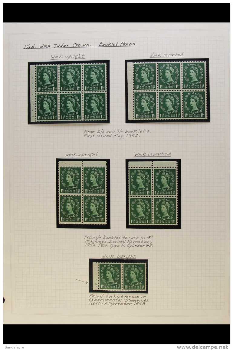 1952-1960 1&frac12;d GREEN BOOKLET PANES.  SPECIALIZED NEVER HINGED MINT COLLECTION Of All Different Complete... - Other & Unclassified