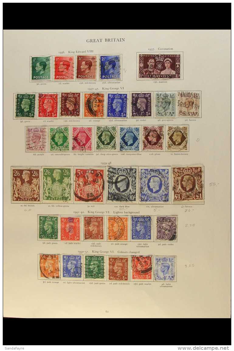 1936-52 USED COLLECTION  An All Different Range On Printed Album Pages, Includes King George VI Postage Issues... - Unclassified