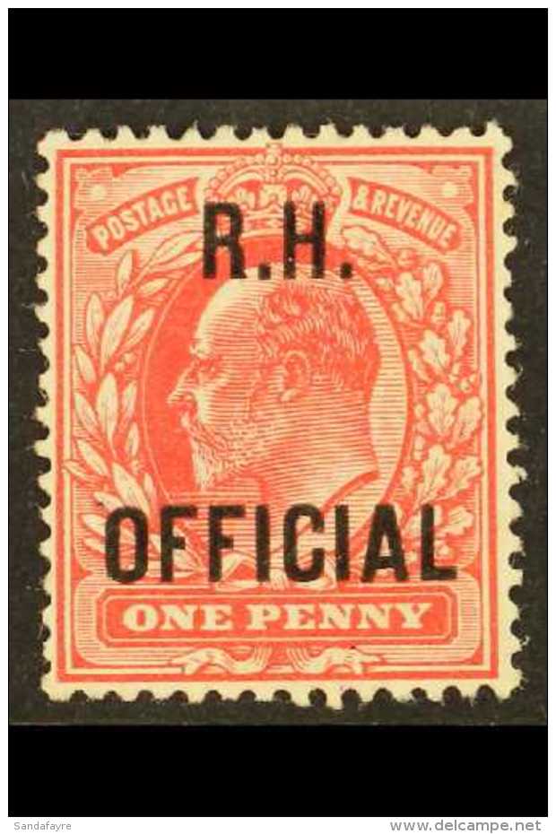 OFFICIAL  1902 1d Scarlet, "R.H. OFFICIAL" Ovpt (Royal Household), SG O91, Fine Mint. For More Images, Please... - Unclassified