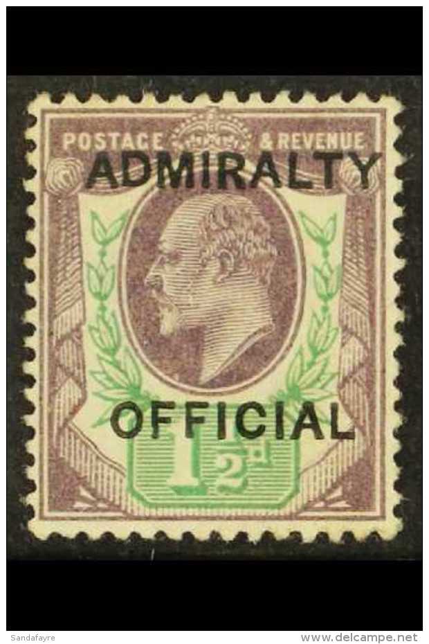 ADMIRALTY OFFICIAL  1903 1&frac12;d Dull Purple And Green, SG O103, Very Fine Lightly Hinged Mint. For More... - Unclassified