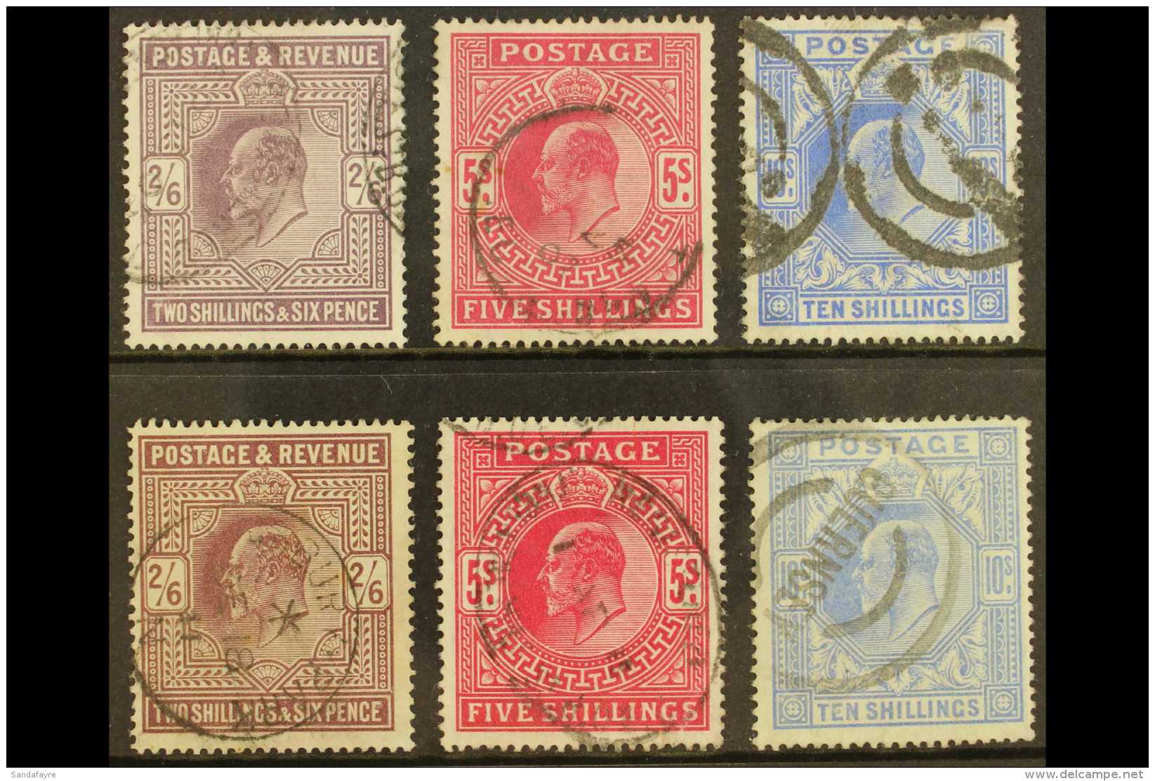 1902-13  2s6d, 5s &amp; 10s De La Rue &amp; Somerset House High Values, Good To Fine Used (7 Stamps). For More... - Unclassified