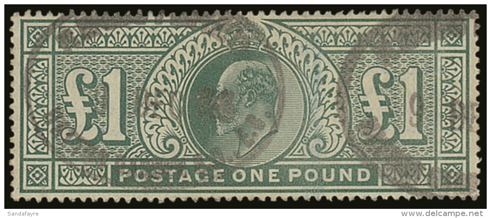 1902  &pound;1 Dull Blue- Green De La Rue, SG 266, Used With Light Registered Oval Cancellations, Good Original... - Non Classificati
