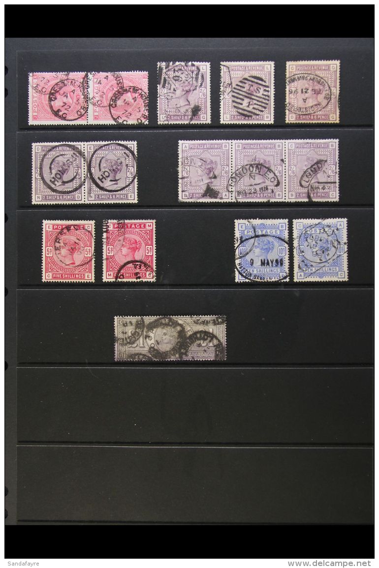 1867-84 USED HIGH VALUES ASSEMBLY  Includes 1867-73 5s Rose (plate 1) Attractive Vertical Pair With Cds Cancels,... - Other & Unclassified