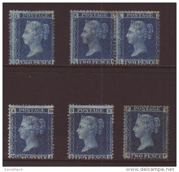 1858-79  2d Blue Plate 9, Six Mint Or One Unused Examples Incl. A Pair, Mixed Condition. (6 Stamps) For More... - Other & Unclassified