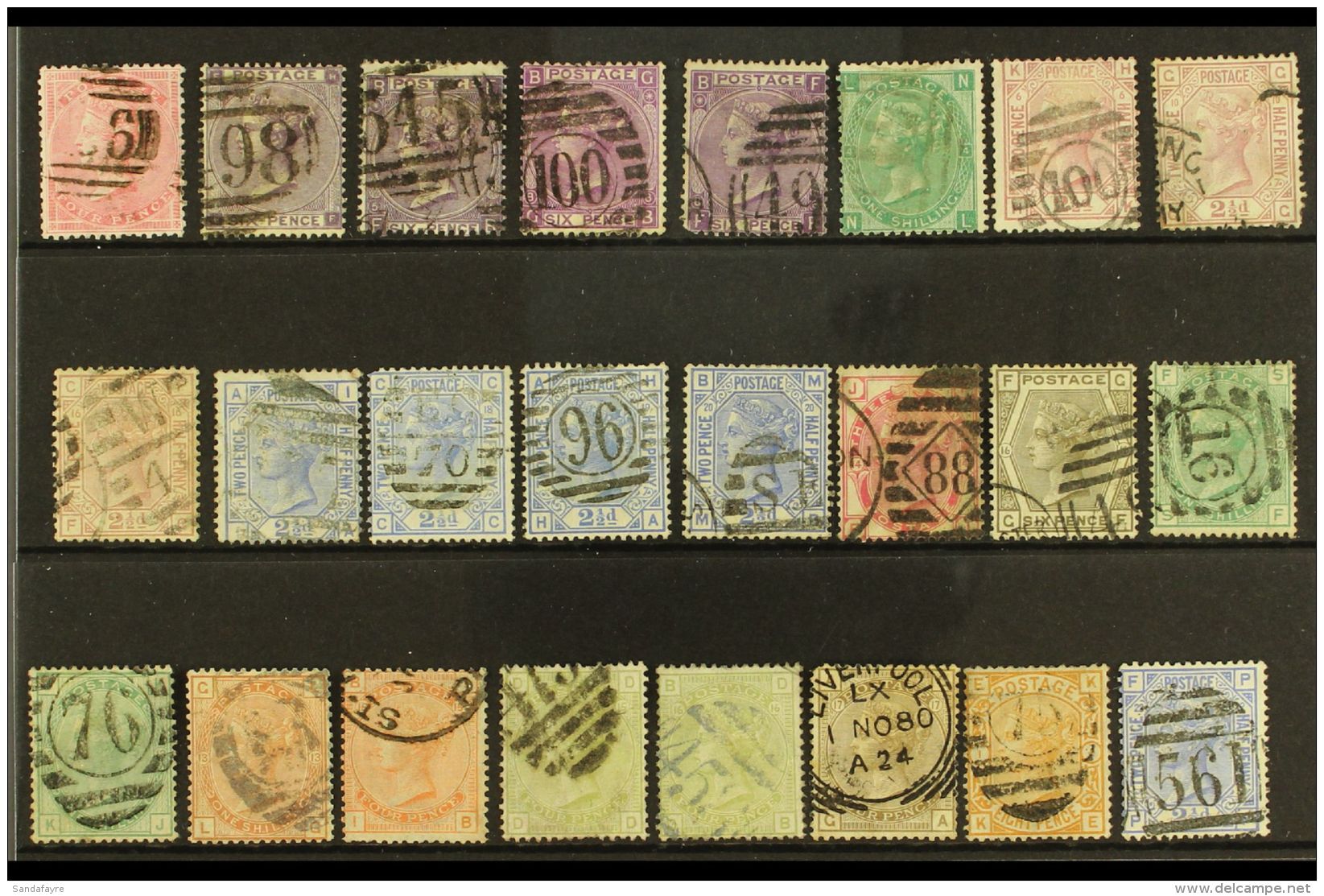 1855-80 USED SURFACE PRINTED SELECTION  Presented On A Stock Card. Includes 1855 4d Rose, 1862-64 6d, 1865-73 6d... - Sonstige & Ohne Zuordnung