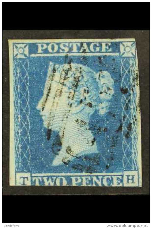 1841  2d Blue "TH" Plate 4 RE-ENTRY, SG Spec ES14c, Fine Lightly Used, Into At Base But Variety Very Clear.... - Other & Unclassified