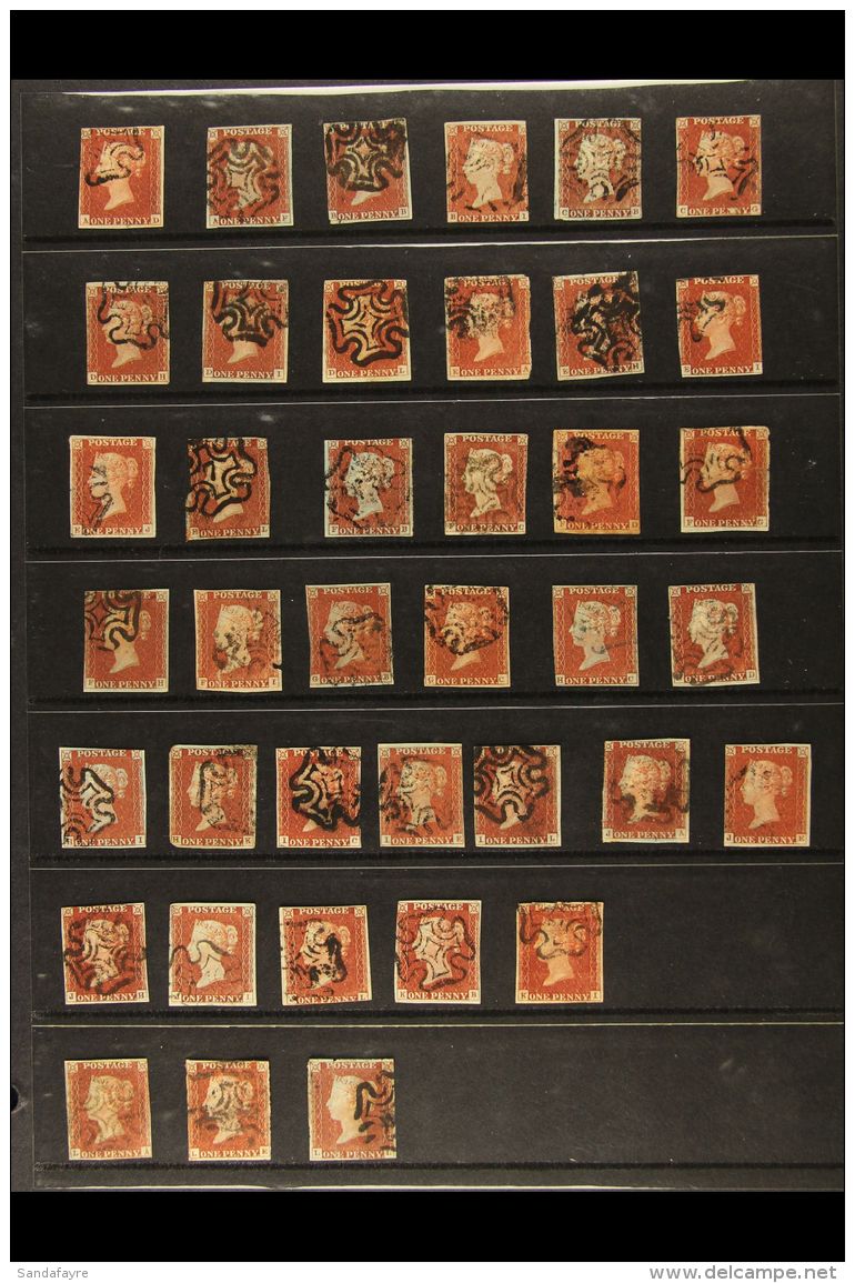 1841  1d Red-brown Plate 35 PARTIAL PLATE RECONSTRUCTION Of 68 Different Positions, All With Maltese Cross... - Other & Unclassified
