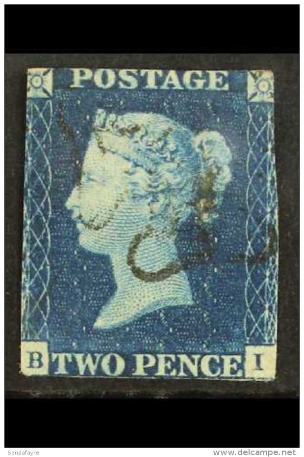 1840  2d Deep Full Blue 'B I' Plate 2, Used With Pretty MC Pmk, Touching / Into On All Sides. For More Images,... - Sonstige & Ohne Zuordnung