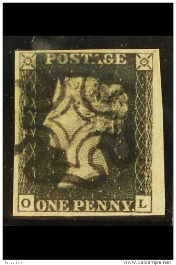 1840  1d Greyish Black 'OL', Plate 7, SG 3, Very Fine Used With 4 Clear To Huge Margins And Crisp Upright Black... - Non Classificati