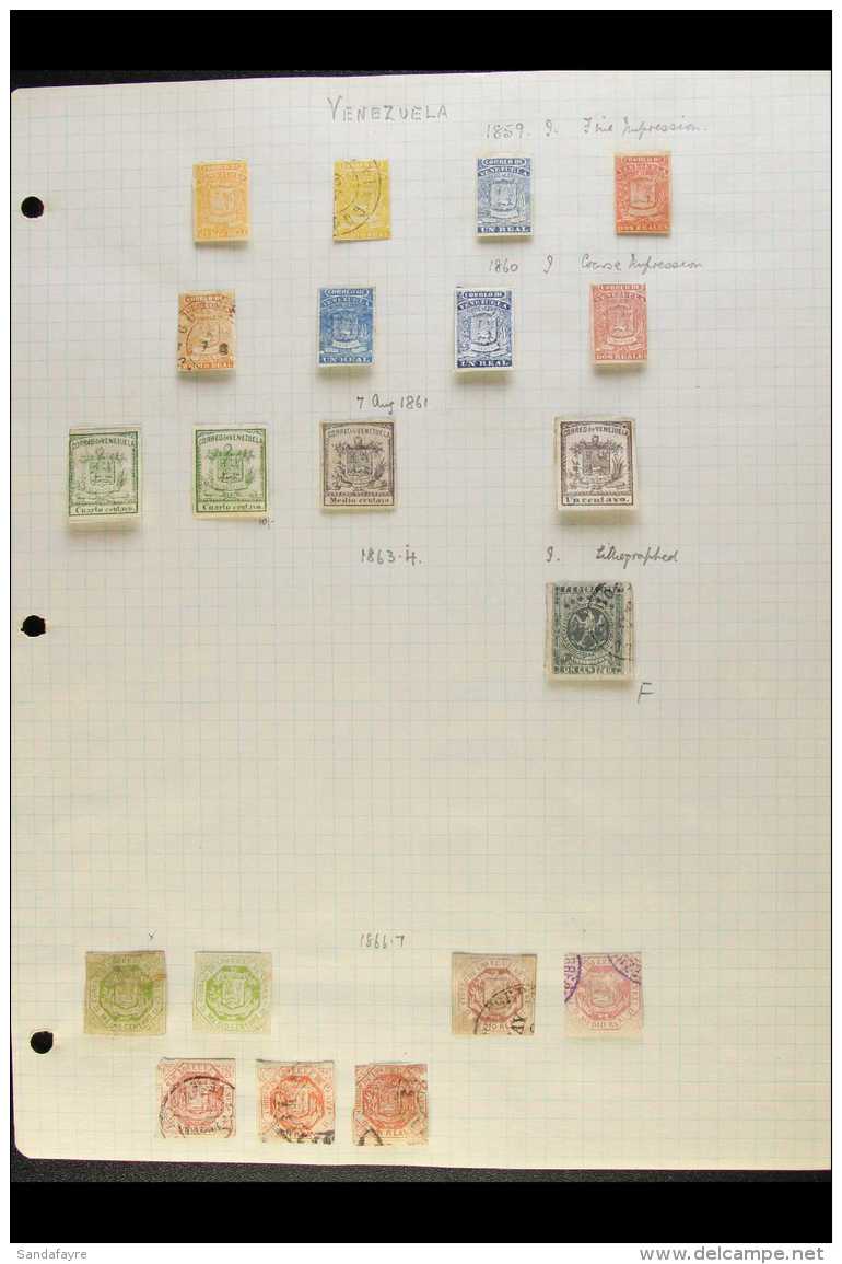 1859-1930  Mint And Used Old Time Collection On Pages, Includes 1859 (fine Impression) &frac12;r, 1r, And 2r... - Venezuela