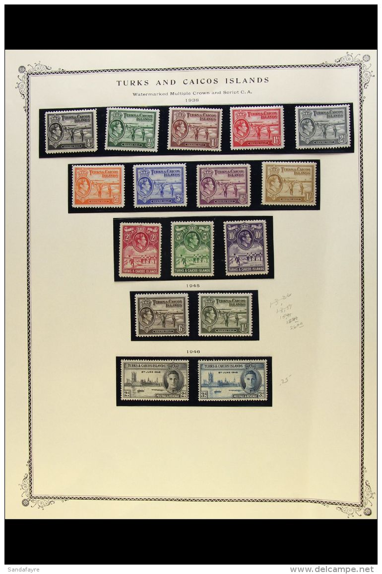 1938-50 COMPLETE FINE MINT COLLECTION  On Dedicated Album Pages, Complete From The 1938-45 Definitives To The... - Turks & Caicos