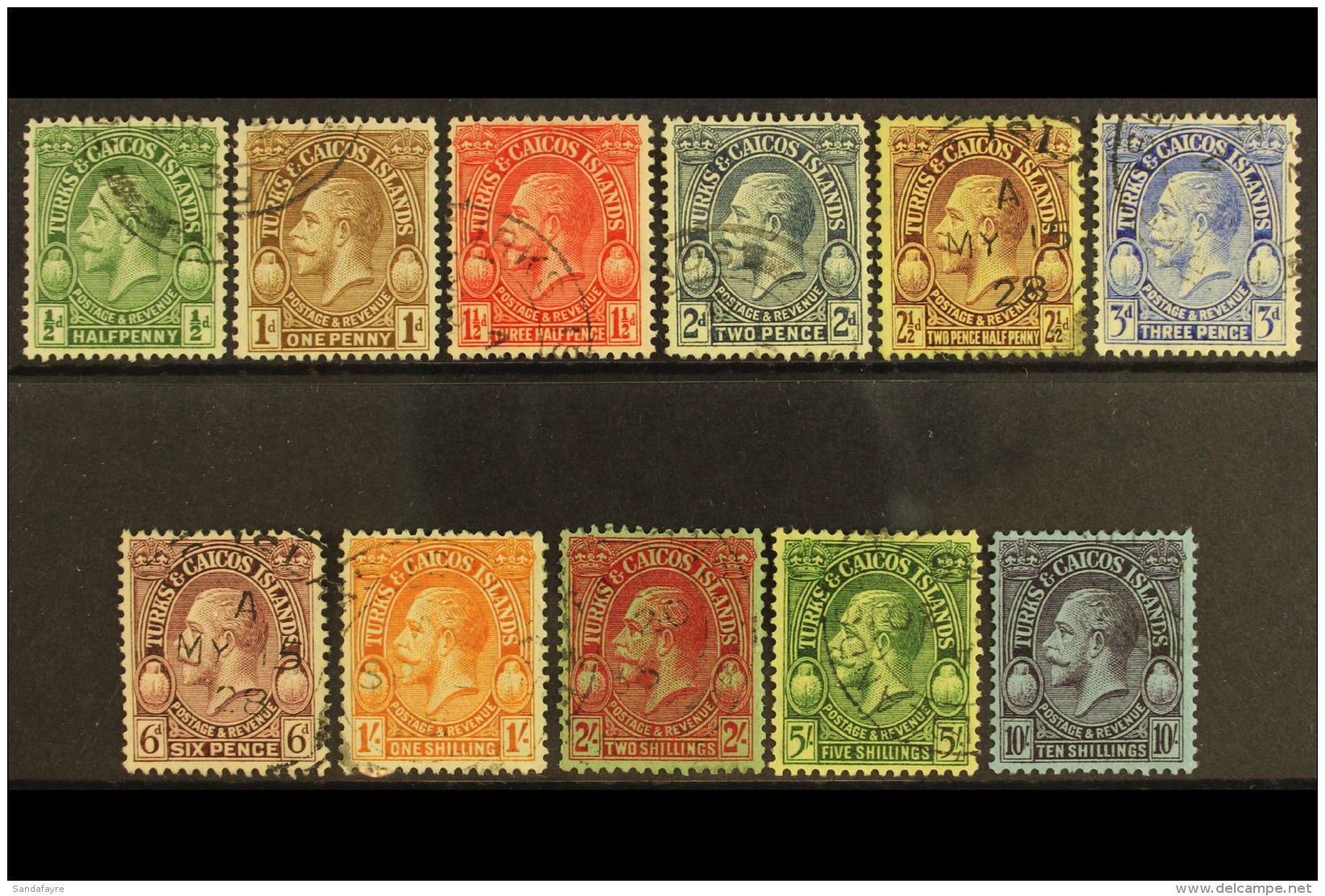 1928  Definitives Complete Set, SG 176/86, Very Fine Used. (11 Stamps) For More Images, Please Visit... - Turks & Caicos